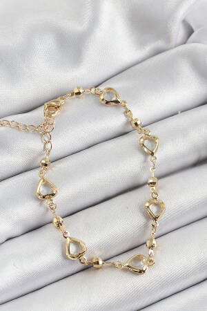 Brass Transparent Heart Pattern Gold Color Zircon Stone Women's Bracelet - Brand: Ebijuteri - Women's Clothing Wholesale - Globality Store