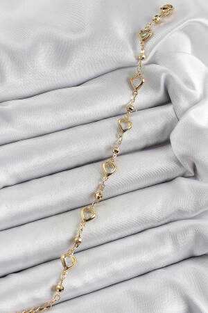 Brass Transparent Heart Pattern Gold Color Zircon Stone Women's Bracelet - Brand: Ebijuteri - Women's Clothing Wholesale - Globality Store