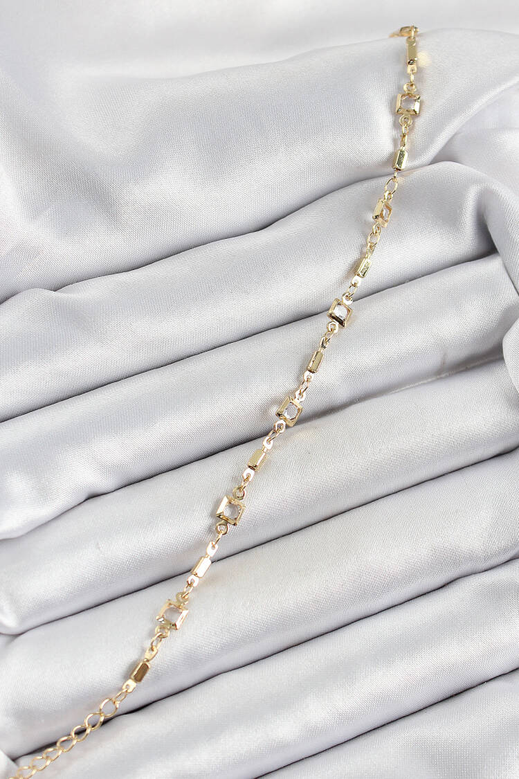 Brass Gold Color Zircon Stone Women's Bracelet