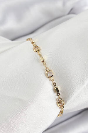 Brass Gold Color Zircon Stone Women's Bracelet - Brand: Ebijuteri - Women's Clothing Wholesale - Globality Store
