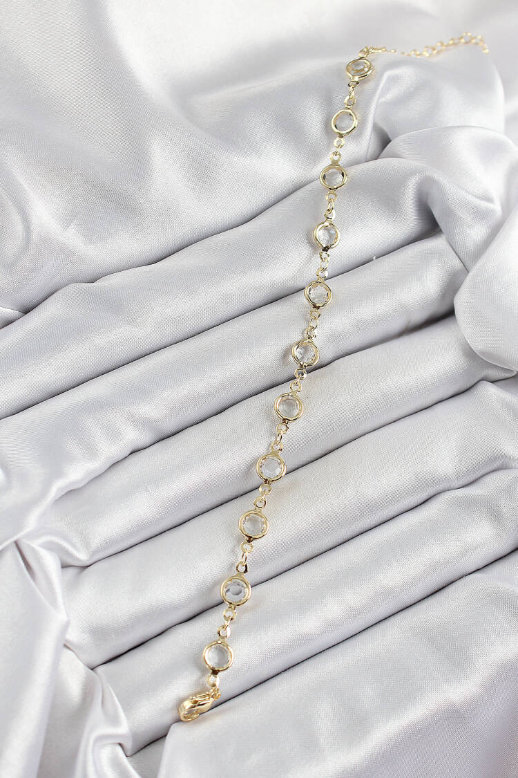 Brass Gold Color Zircon Stone Women's Bracelet