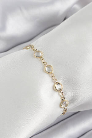 Brass Gold Color Zircon Stone Women's Bracelet - Brand: Ebijuteri - Women's Clothing Wholesale - Globality Store