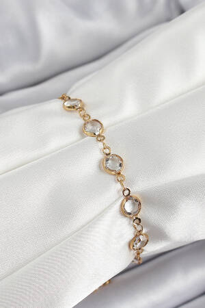 Brass Gold Color Zircon Stone Women's Bracelet - Brand: Ebijuteri - Women's Clothing Wholesale - Globality Store