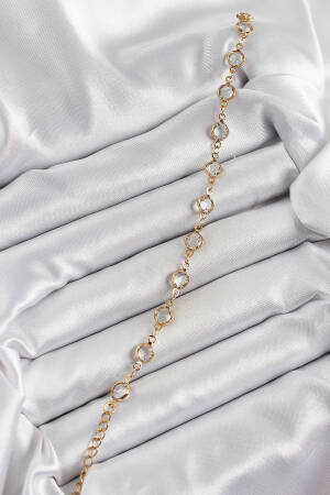 Brass Gold Color Zircon Stone Women's Bracelet - Brand: Ebijuteri - Women's Clothing Wholesale - Globality Store