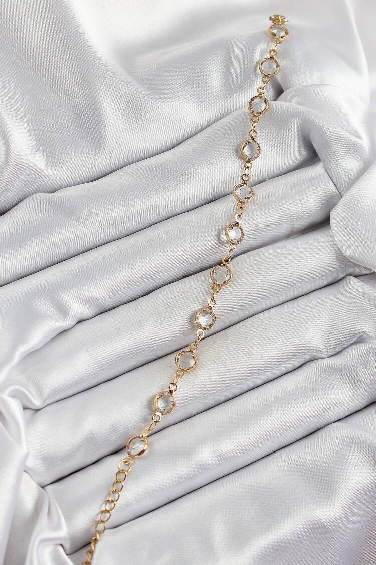 Brass Gold Color Zircon Stone Women's Bracelet