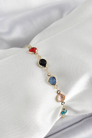 Brass Assorted Model Gold Color Zircon Stone Women's Bracelet - Brand: Ebijuteri - Women's Clothing Wholesale - Globality Store