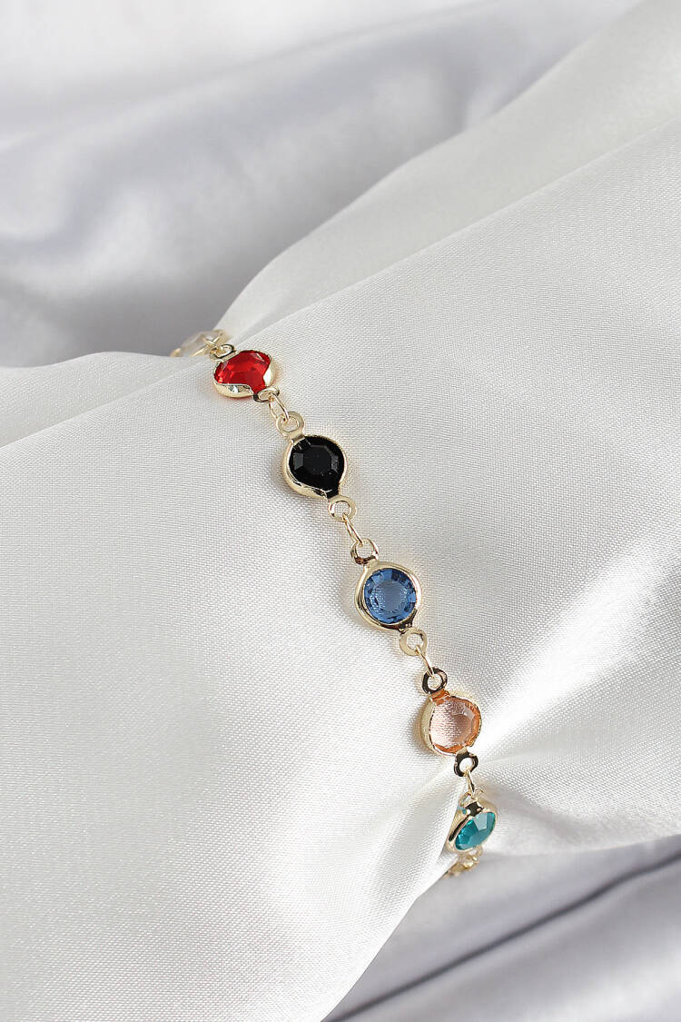 Brass Assorted Model Gold Color Zircon Stone Women's Bracelet - Brand: Ebijuteri - Women's Clothing Wholesale - Globality Store
