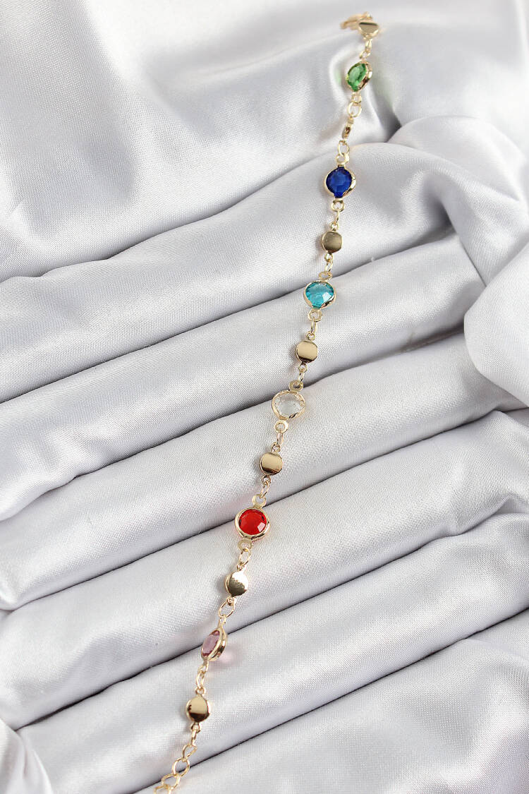Brass Mixed Color Zircon Stone Gold Color Women's Bracelet