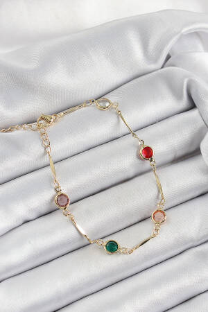 Brass Assorted Model Gold Color Zircon Stone Women's Bracelet - Brand: Ebijuteri - Women's Clothing Wholesale - Globality Store