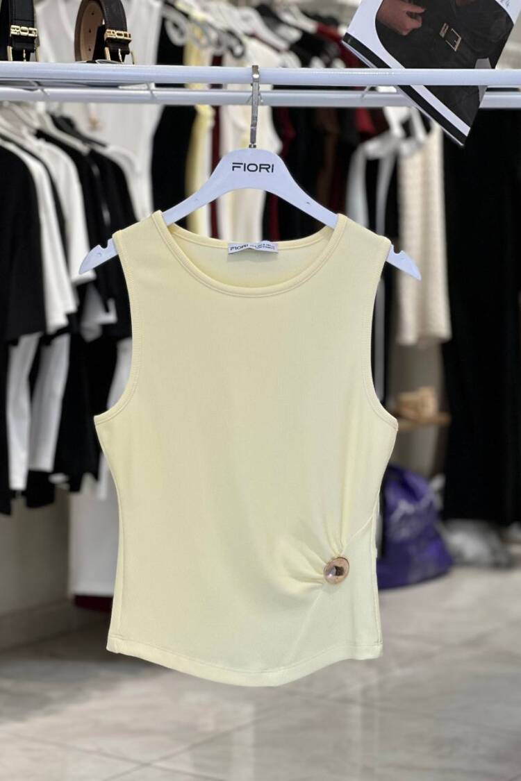 Beige Slim Fit Cap Sleeve Blouse - Brand: Fiori - Women's Clothing Wholesale - Globality Store
