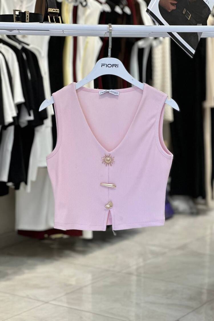 Sexy Crop Top With V-Neck And Cap Sleeves - Brand: Fiori - Women's Clothing Wholesale - Globality Store