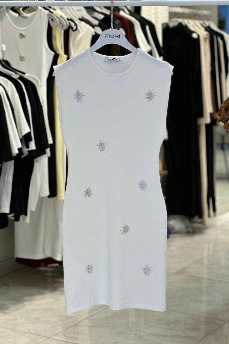 White Bodycon Mini Dress With Sequined Detail - Brand: Fiori - Women's Clothing Wholesale - Globality Store