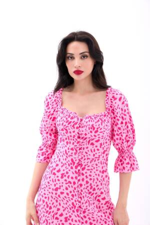 Fit And Flare Dress With Ruffle 3/4 Sleeves - Brand: Fame - Women's Clothing Wholesale - Globality Store