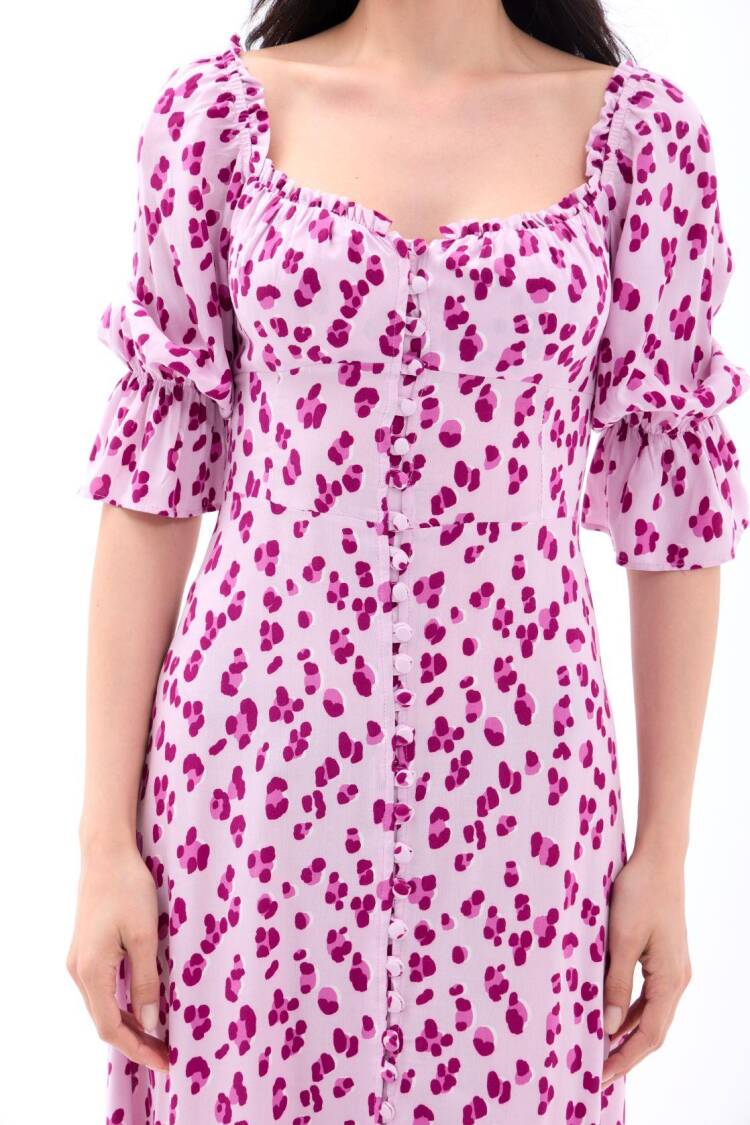 Fit And Flare Dress With Leopard Print
