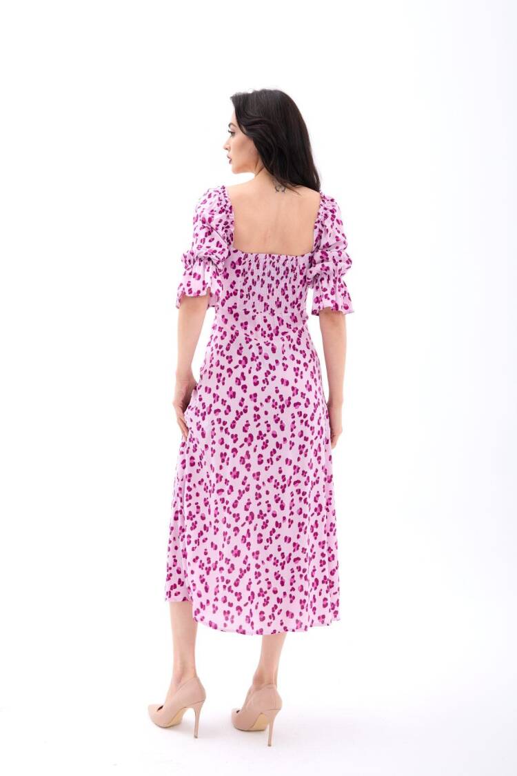 Fit And Flare Dress With Leopard Print