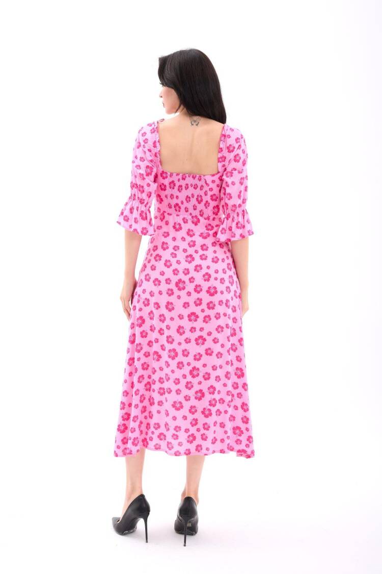 Floral Wrap Dress With Ruffle Sleeves