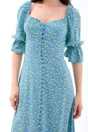 Fit And Flare Dress With Floral Ruffle Sleeves - Brand: Fame - Women's Clothing Wholesale - Globality Store