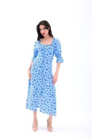 Floral Fit And Flare Midi Dress With Ruffle Sleeves - Brand: Fame - Women's Clothing Wholesale - Globality Store