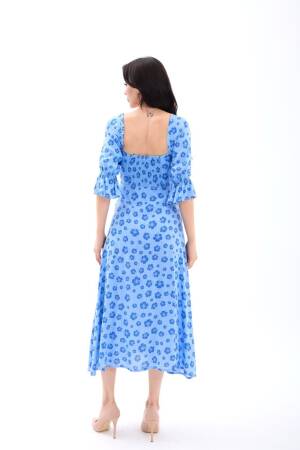 Floral Fit And Flare Midi Dress With Ruffle Sleeves - Brand: Fame - Women's Clothing Wholesale - Globality Store