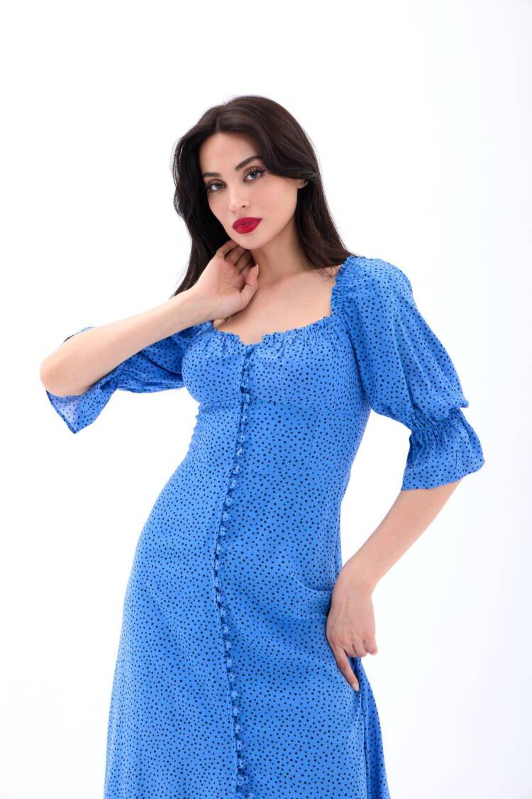 Polka Dot Fit And Flare Midi Dress