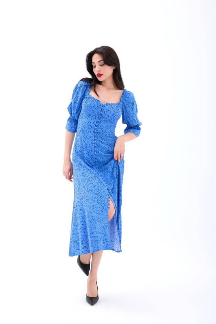 Polka Dot Fit And Flare Midi Dress