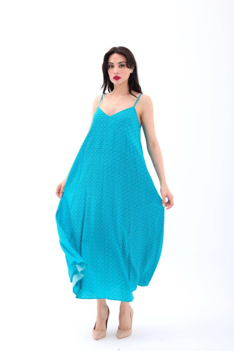 Maxi Slip Dress With V-Neck And Cap Sleeves - Brand: Fame - Women's Clothing Wholesale - Globality Store