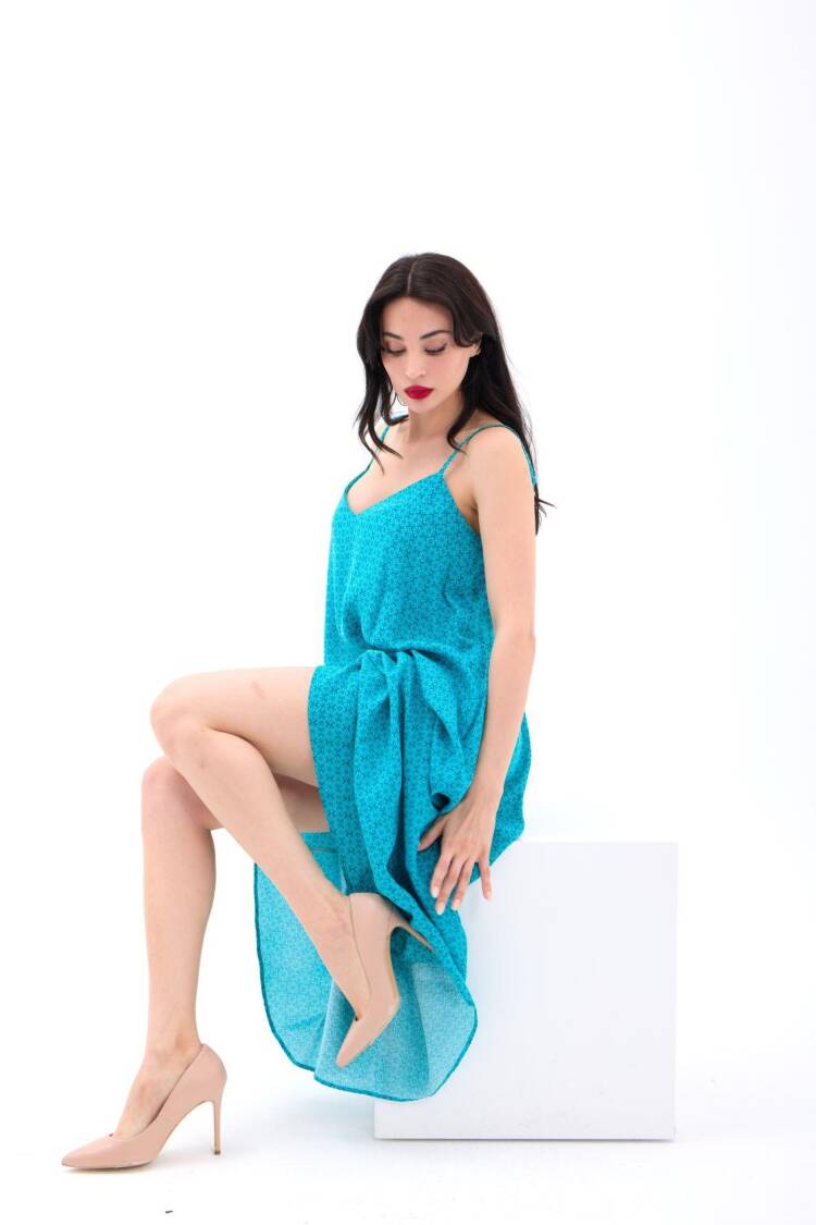 Maxi Slip Dress With V-Neck And Cap Sleeves