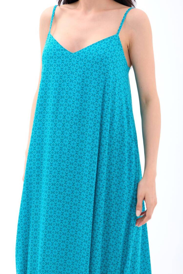 Maxi Slip Dress With V-Neck And Cap Sleeves