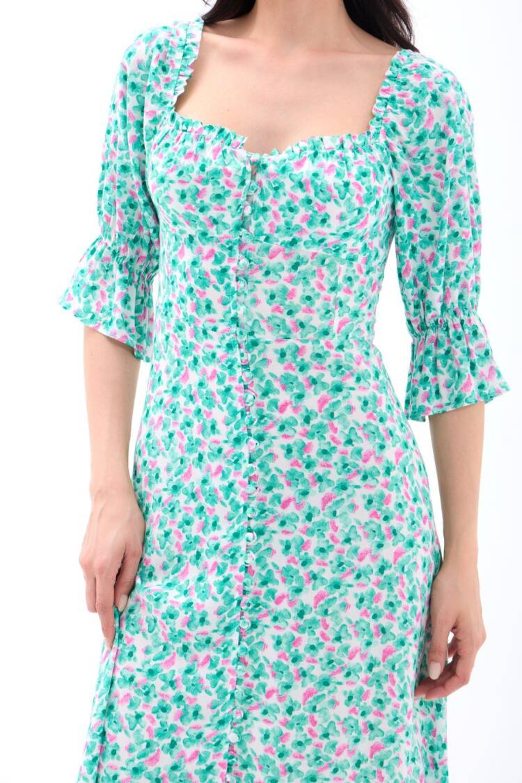 Mix Color Fit And Flare Dress