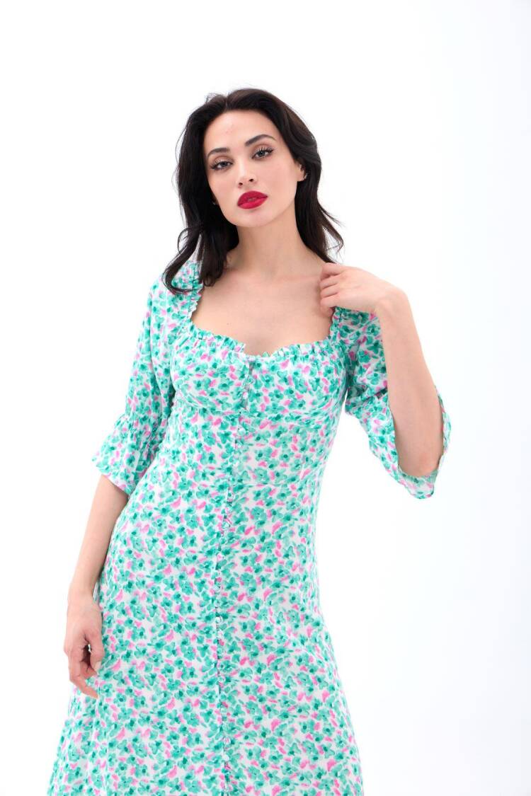 Mix Color Fit And Flare Dress