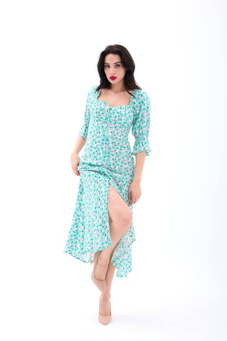 Mix Color Fit And Flare Dress