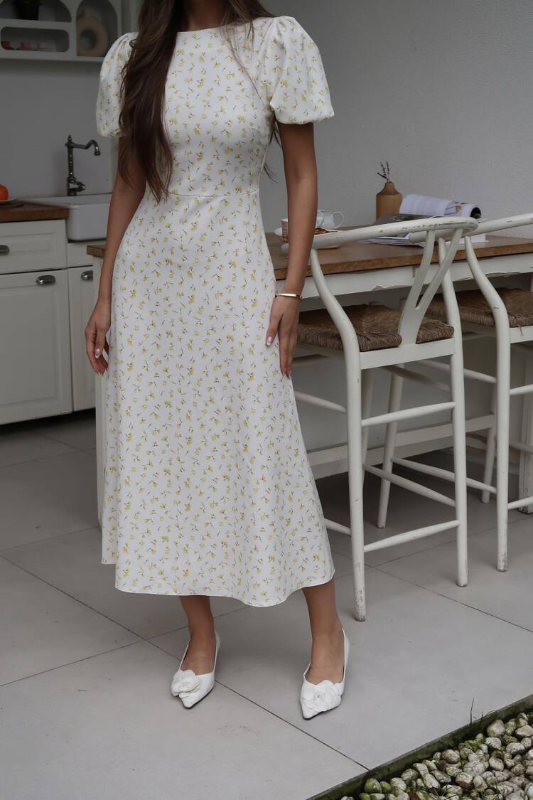 White Fit And Flare Floral Dress