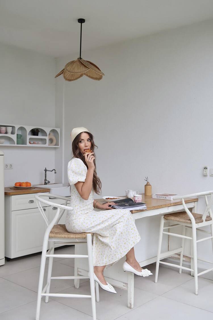 White Fit And Flare Floral Dress
