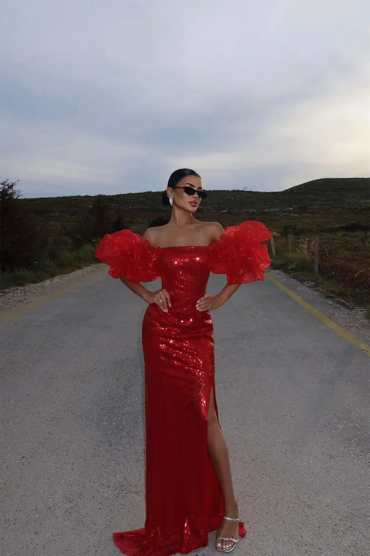 Sequined Sexy Glam Floor Length Bodycon Dress - Brand: EYYO ATELIER - Women's Clothing Wholesale - Globality Store
