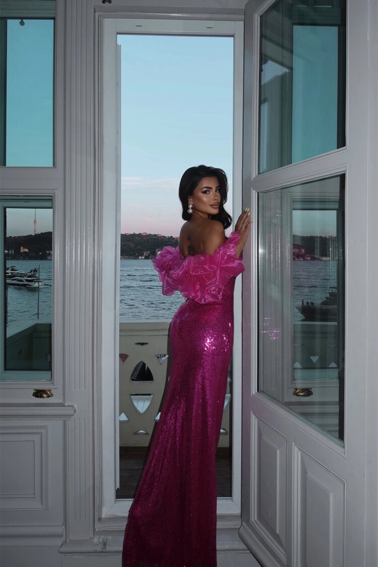 Bodycon Sequined Floor Length Dress