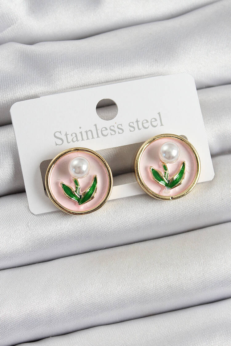 Elegant Pink Earring For Work And Wedding - Brand: Ebijuteri - Women's Clothing Wholesale - Globality Store