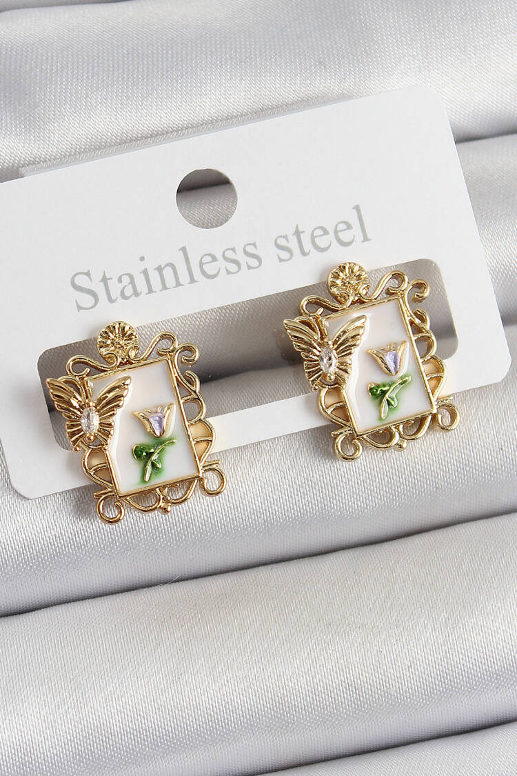 Gold Elegant Butterfly Earring - Brand: Ebijuteri - Women's Clothing Wholesale - Globality Store