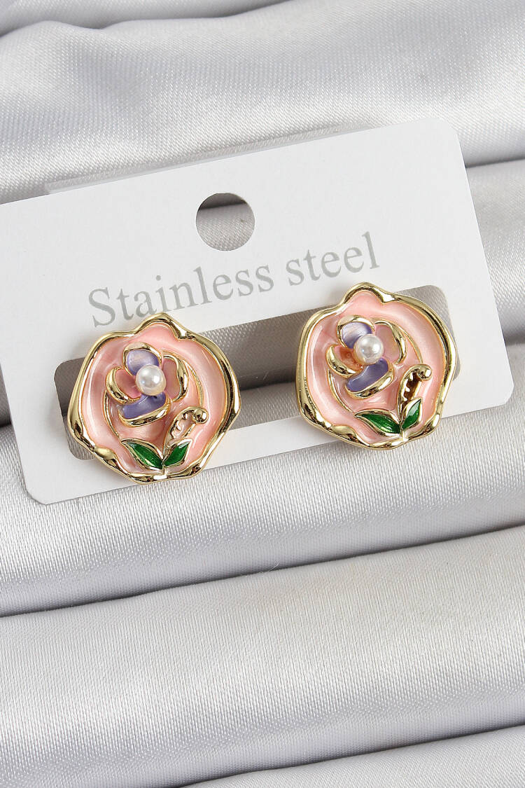 Elegant Pink Earring For Wedding And Party - Brand: Ebijuteri - Women's Clothing Wholesale - Globality Store