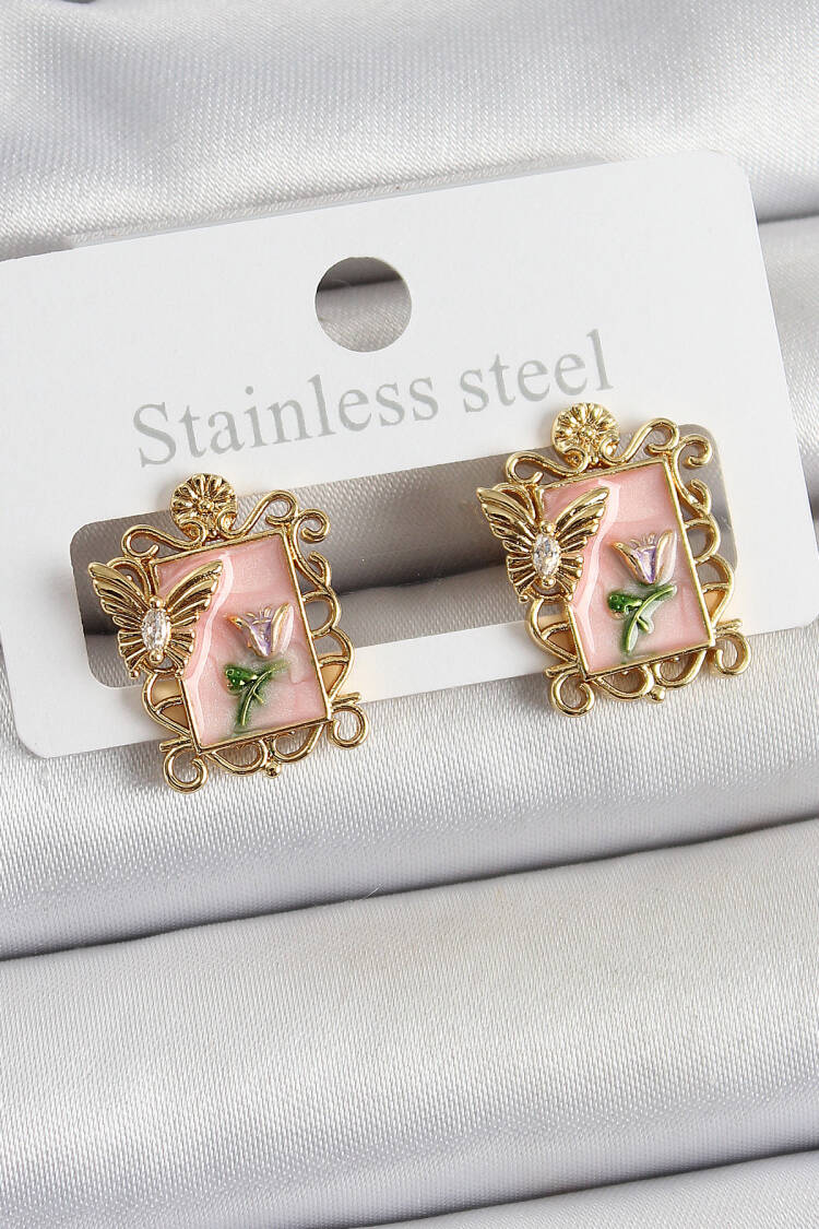 Pink Vintage Earring - Brand: Ebijuteri - Women's Clothing Wholesale - Globality Store