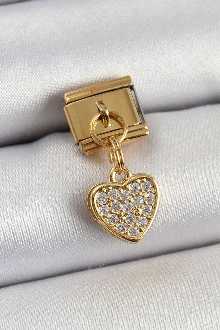 Elegant Gold Bracelet With Heart And Sequined Design - Brand: Ebijuteri - Women's Clothing Wholesale - Globality Store