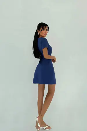 NavyFit And Flare Mini Dress - Brand: EYYO ATELIER - Women's Clothing Wholesale - Globality Store