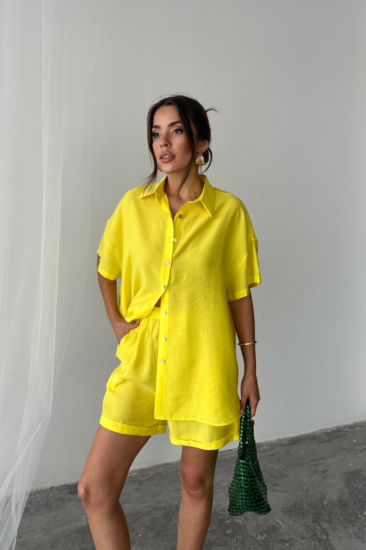 Casual Streetwear Set With Paper Bag Shorts