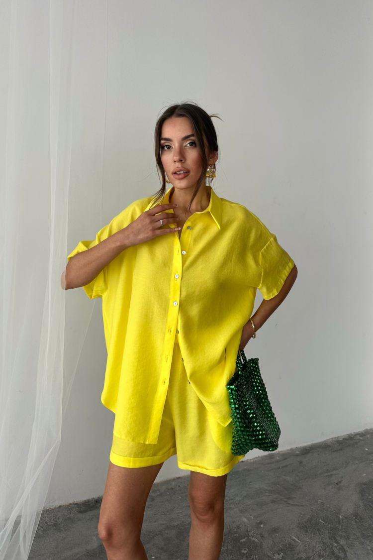 Casual Streetwear Set With Paper Bag Shorts
