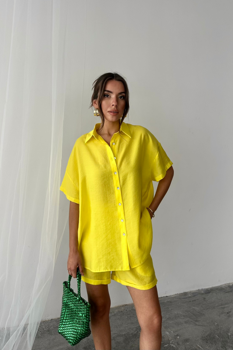 Casual Streetwear Set With Paper Bag Shorts