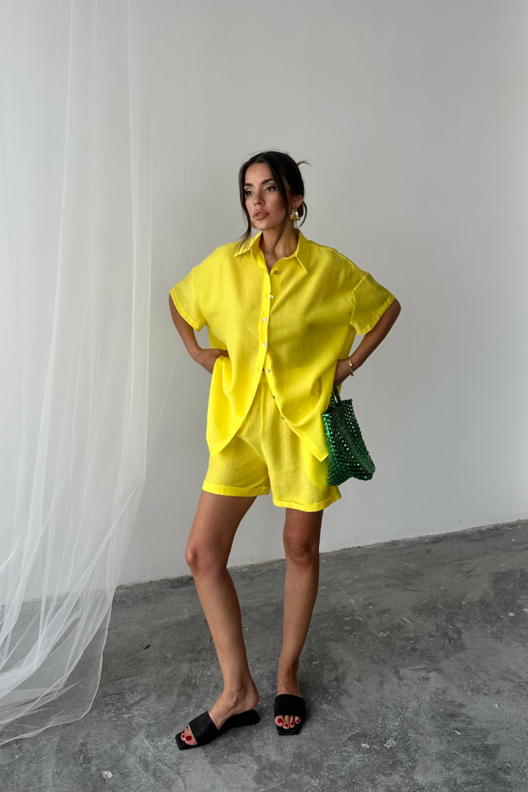 Casual Streetwear Set With Paper Bag Shorts