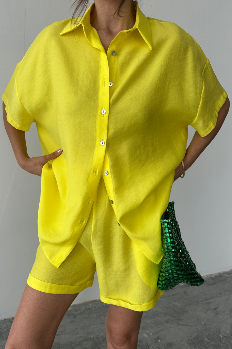 Casual Streetwear Set With Paper Bag Shorts