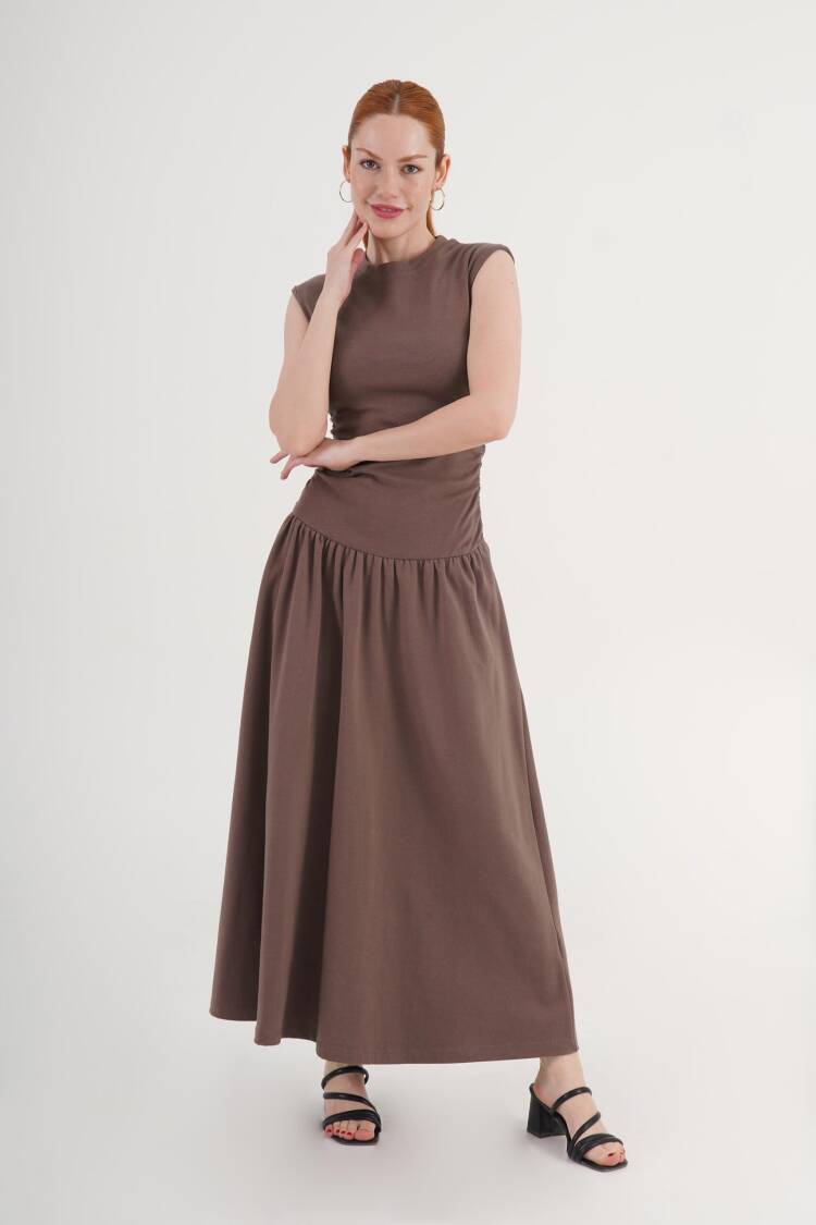 Brown Fit And Flare Maxi Dress