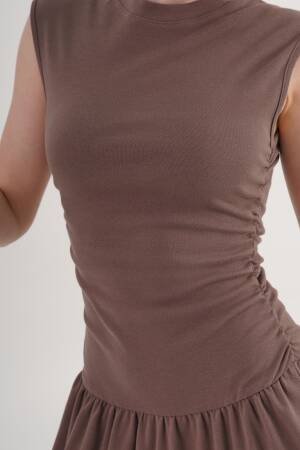Brown Fit And Flare Maxi Dress - Brand: Lustrin - Women's Clothing Wholesale - Globality Store