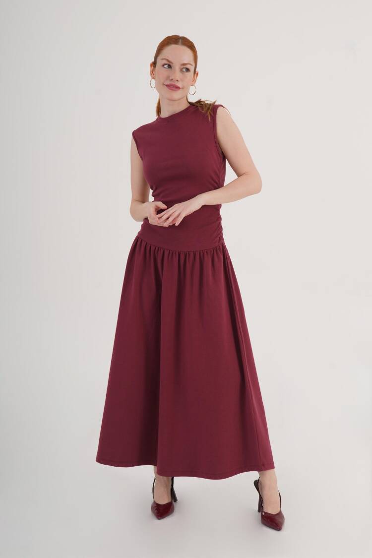 Claret Red Fit And Flare Dress
