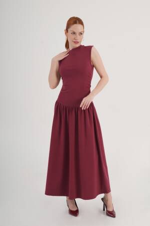 Claret Red Fit And Flare Dress - Brand: Lustrin - Women's Clothing Wholesale - Globality Store